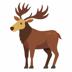 funny moose cartoon vector illustration, animal, isolated on white background