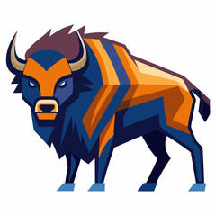 funny bison cartoon vector illustration, animal, isolated on white background