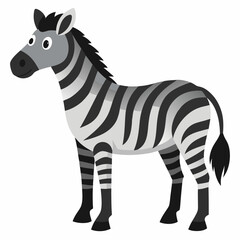 funny zebra cartoon vector illustration, animal, isolated on white background
