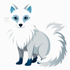 Obraz premium funny white artic fox cartoon vector illustration, animal, isolated on white background