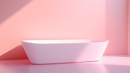Pastel Pink Bathtub Minimalist Bathroom Scene