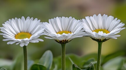 Three White Daisies Closeup Nature Photography