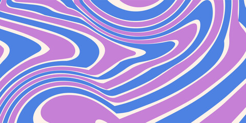 Abstract Trippy Hand Drawn Groovy Pattern Vector Design. Fun Vintage Y2k Wavy Texure. Curvy Psychedelic Background.