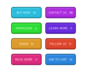 Colorful CTA button set.