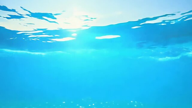 Crystal clear ocean water under bright sunlight. concept of marine tranquility, refreshing calmness, underwater beauty, serene nature, underwater. Background