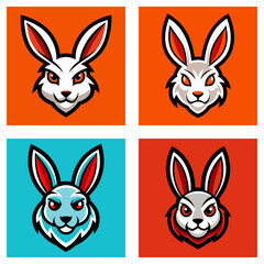 Obraz premium Four stylized kangaroo head illustrations with different color schemes and background colors