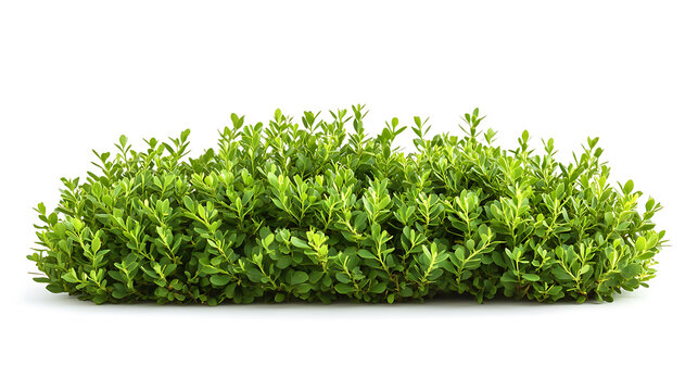 Lush green boxwood shrub isolated on white background beautiful garden plant low hedge formal garden landscaping fresh greenery natural element close up view - Powered by Adobe