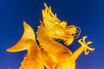 Of a fountain in Old Phuket Town Thailand At Sunset blue hour. Phuket old town has a large...
