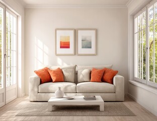 Light-filled Living Room Relaxing at home with sunny views. Possible real estate