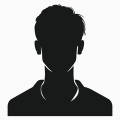 Faceless male avatar icon and vector with profile silhouette on gray background