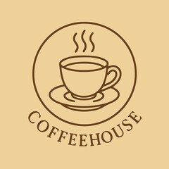 Elegant Simple Coffee House Branding Art with Warm Brown Tones and Steaming Brew