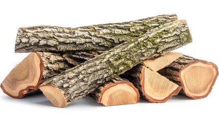 Stacked Oak Wood Logs, Fireplace Fuel, Rustic Wooden Texture