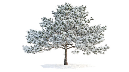 Obraz premium Snow-covered pine tree winter wonderland nature photography serene environment wide angle tranquility in nature