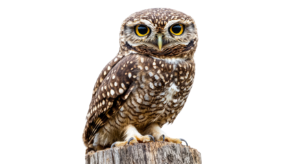 Majestic owl perched on a log wildlife photography natural habitat close-up perspective birdwatching adventure