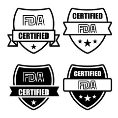 Various designs of FDA certified badges showcasing verification.