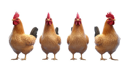 Fototapeta premium Dynamic chicken showcase farmyard digital art rural setting frontal view whimsical characterization