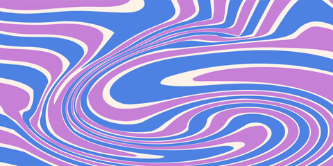 Abstract Trippy Hand Drawn Groovy Pattern Vector Design. Fun Vintage Y2k Wavy Texure. Curvy Psychedelic Background. Eps10