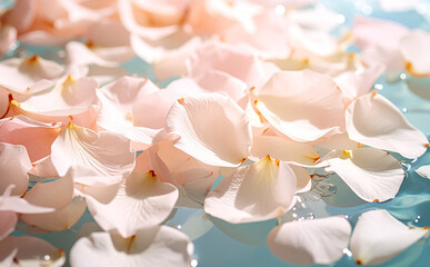 水面に浮かぶ花びらの背景素材	
