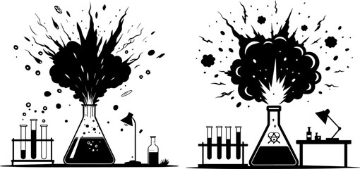 Chemical Explosion in Laboratory Flask - Dangerous Science Experiment Gone Wrong