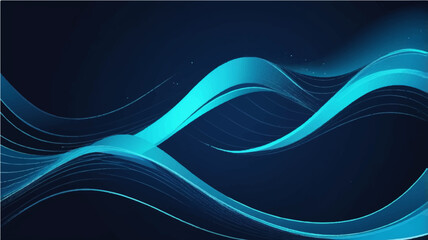 Abstract blue wave vector design with a smooth flowing curve for a modern technology background
