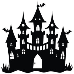 creepy castle vector art