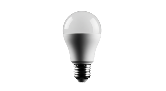 Modern White LED Light Bulb on Isolated Gray Background

