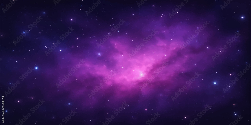 Poster abstract starry space background loop with a deep blue cosmic nebula