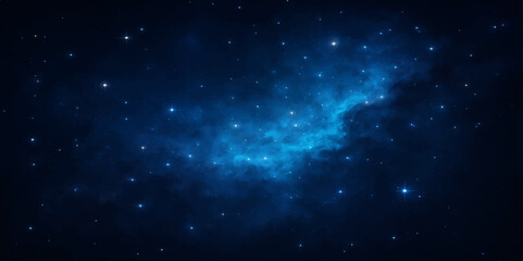 Fototapeta premium Bright blue starry night sky over an abstract outer space galaxy with nebulae and light
