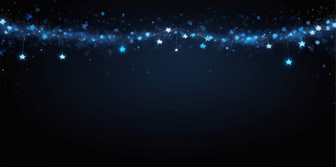 Abstract blue light motion with glowing stars in a digital wave design