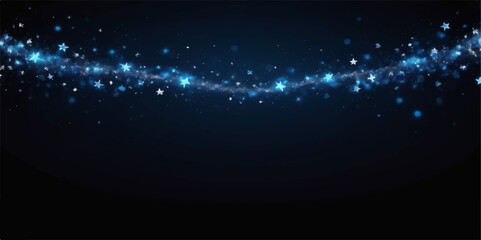 Obraz premium Starry blue abstract space with glowing particles and dust