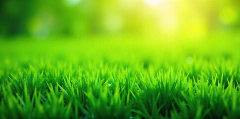 Lush Green Grass Field Bathed in Sunlight Perfect SpringSummer Background for Posters and Prints