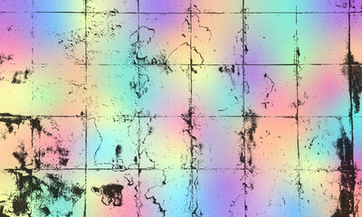 Old film light leaks texture with scratches, noise, iridescent light. Rainbow lens flare effect, camera film filter with dust, grain. Distressed retro photo burn effect, texture of cracked paint wall