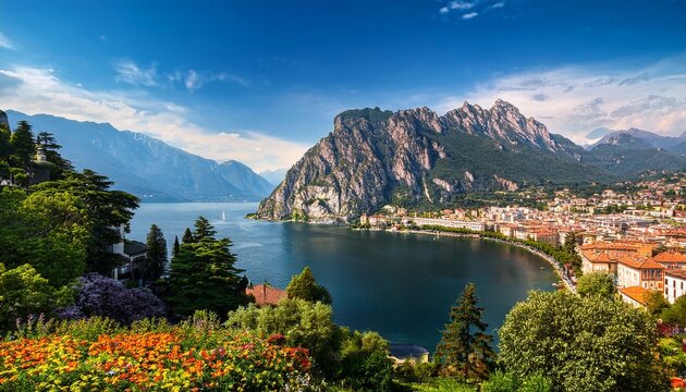 picturesque view of malgrate and lake como from lecco