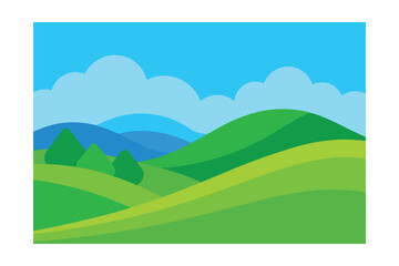 Obraz premium Serene Rolling Hills Landscape A Picturesque Summer Day Scene