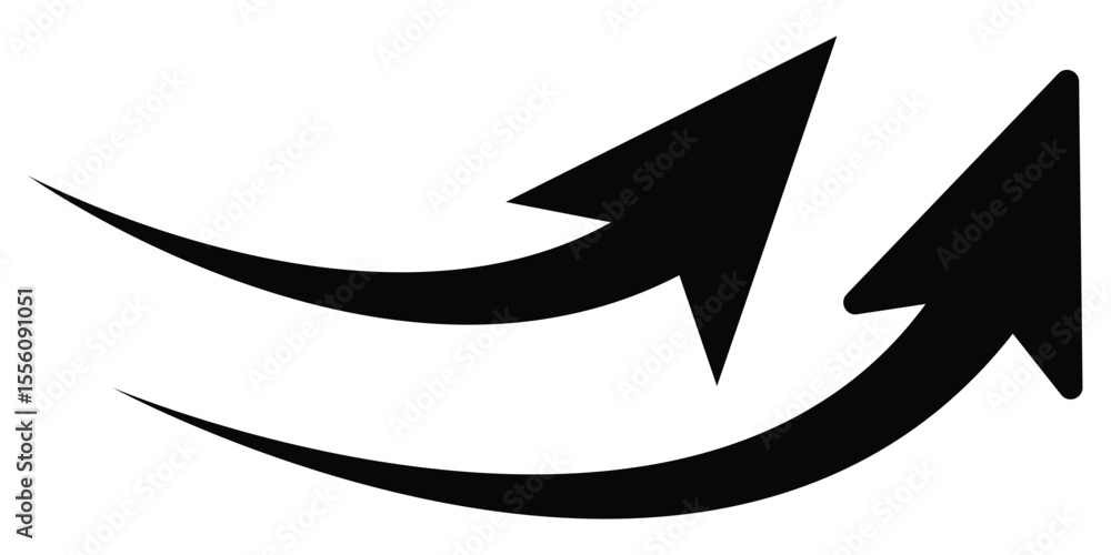 Poster long curved arrow vector. vector up arrows. set of rising arrows eps 10