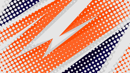 Sports background with sharp vector shapes in bold orange and halftone texture