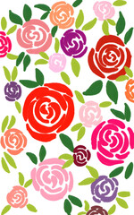 Blooming roses drawn by hand