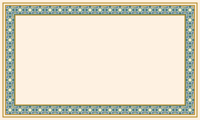 islamic frame background with geometric ornaments
