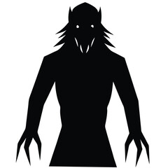 shadow figure with red eyes vector art