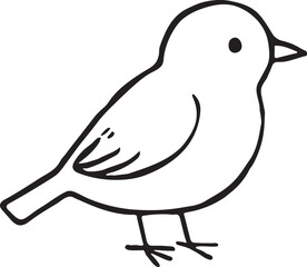 Simple Black and White Bird Illustration with Clean Lines and Minimal Detail on a White Background