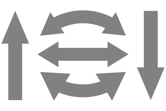 Dual semi circle arrow set . Semicircular curved thin long double ended arrow. Double Arrow set eps 10