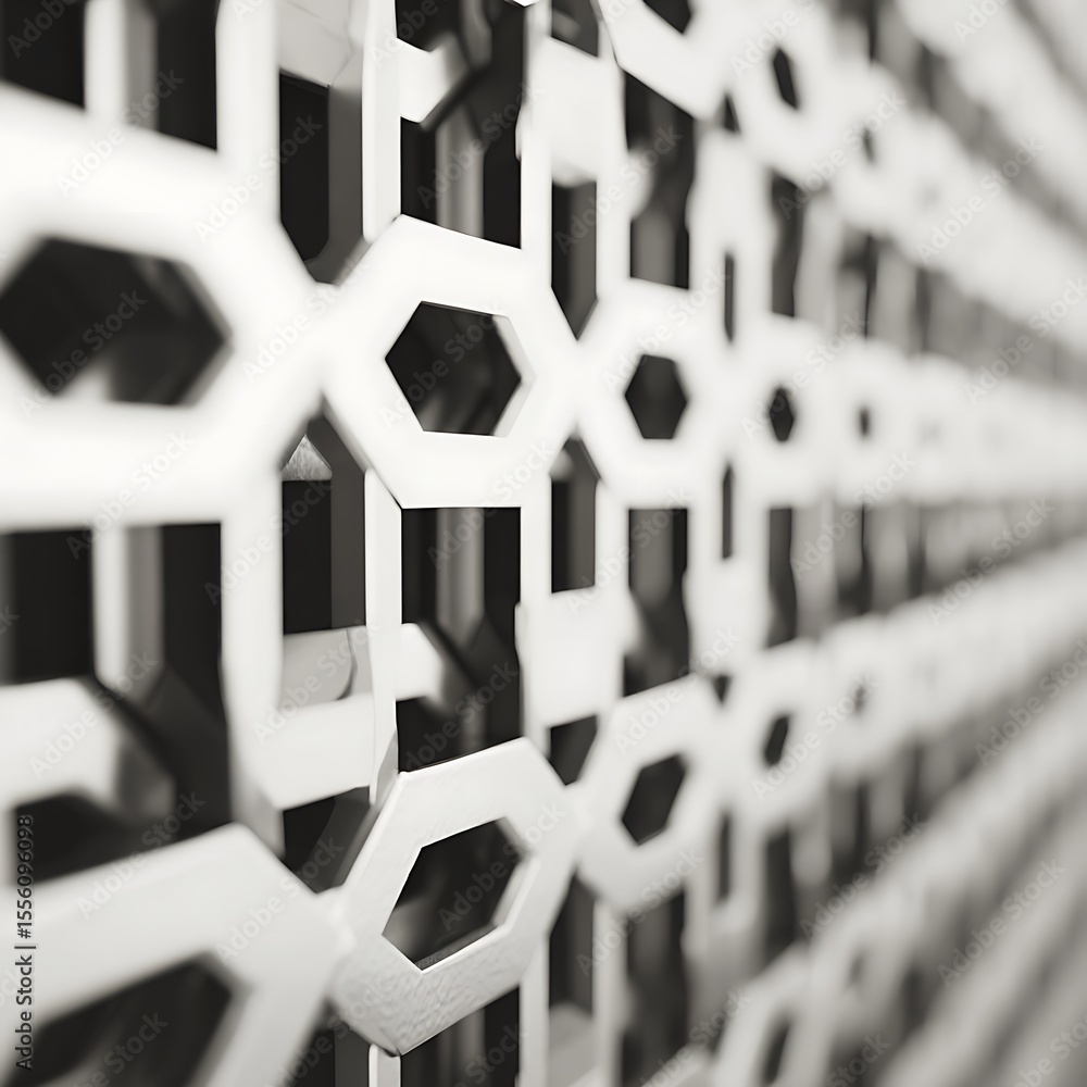 Poster abstract monochrome hexagonal pattern detail perspective