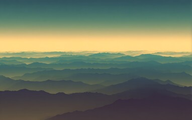 Fototapeta premium Misty mountain range at golden hour