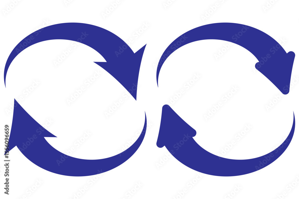 Poster set of circle arrows rotating on white background. refresh, reload, recycle, loop rotation sign coll