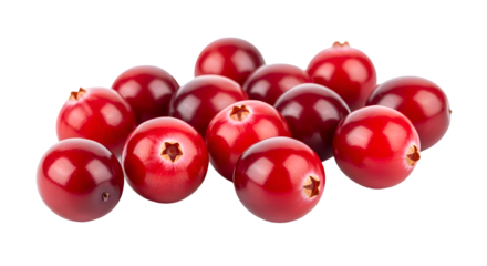 Cranberries: Juicy Red Berries on Transparent Background