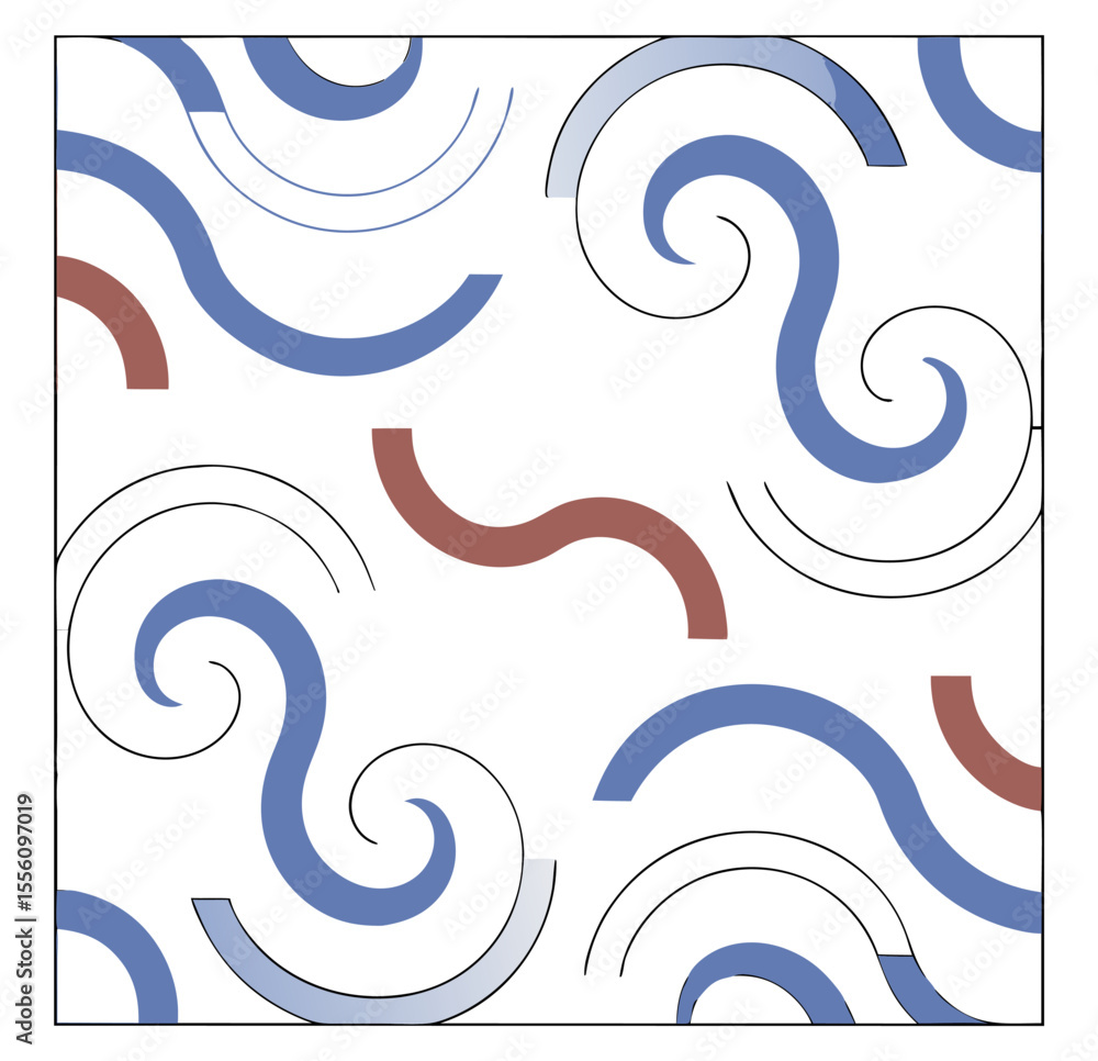 Poster colorful swirls in blue and red create dynamic abstract pattern on transparency background