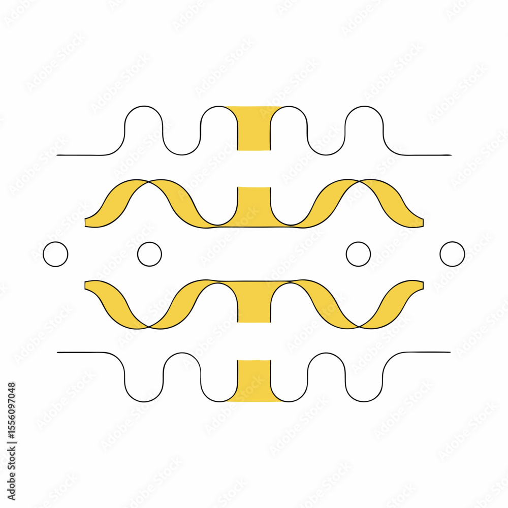 Poster Abstract design with yellow and black wave patterns, creating modern and dynamic visual effect