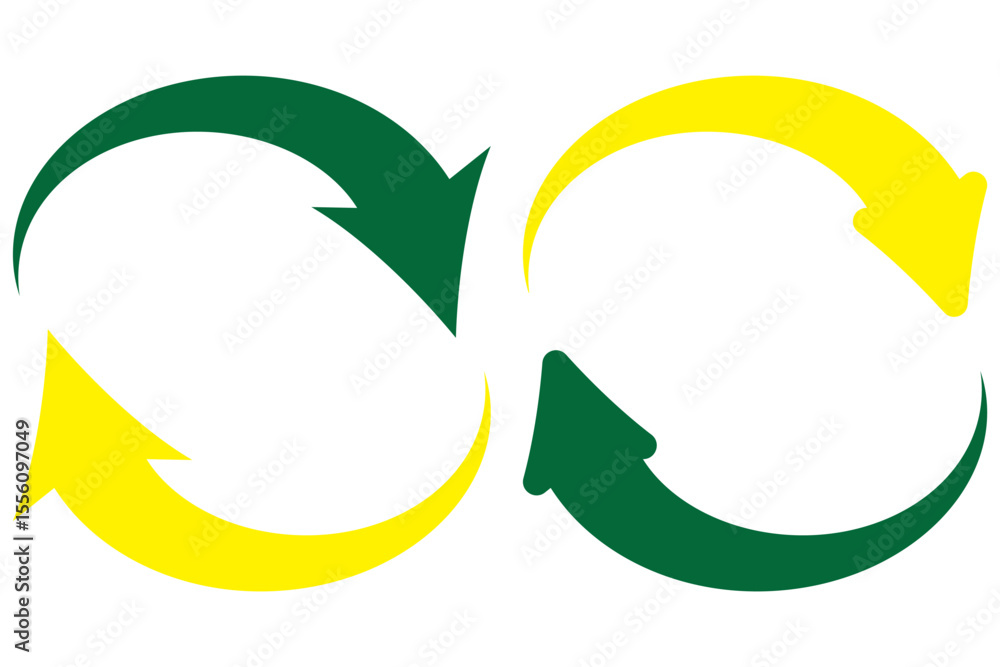 Poster set of circle arrows rotating on white background. refresh, reload, recycle, loop rotation sign coll