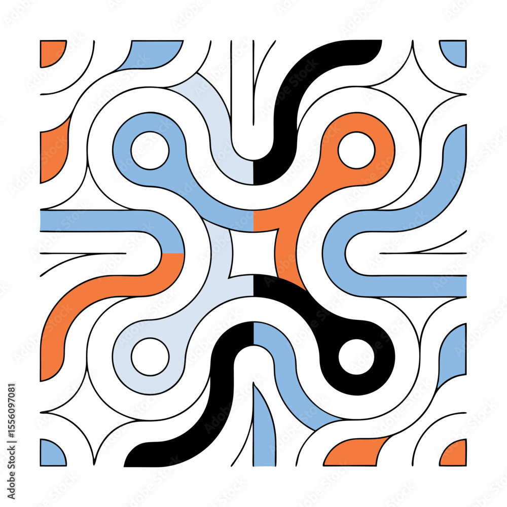 Poster colorful abstract design featuring swirls and geometric patterns in modern style