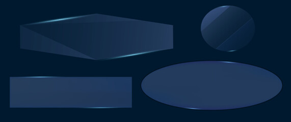 Blue glass frame on dark background. Blue glass frame for your creative design. Vector illustration. Eps 10